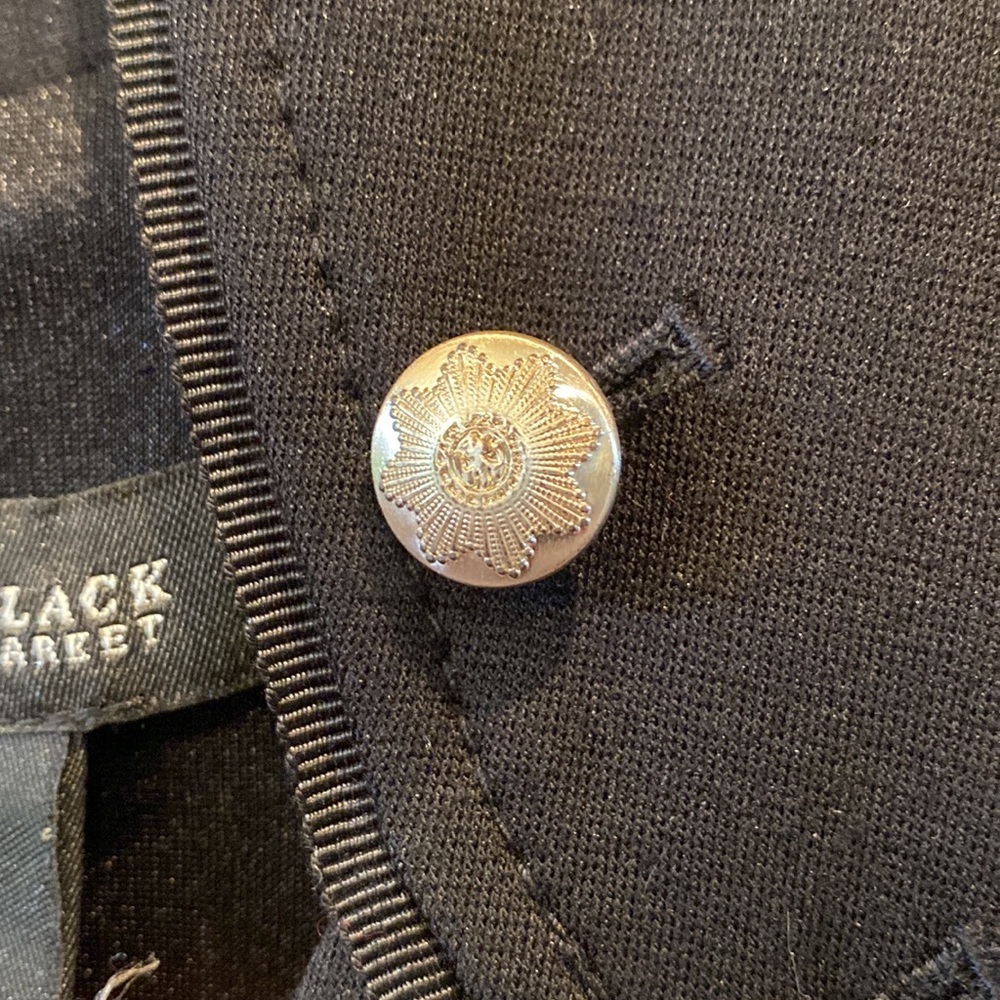 BOGO SALE 🎉 WHBM High Collar black Ponte Dress Silver Button Accents size 8 - Picture 3 of 7